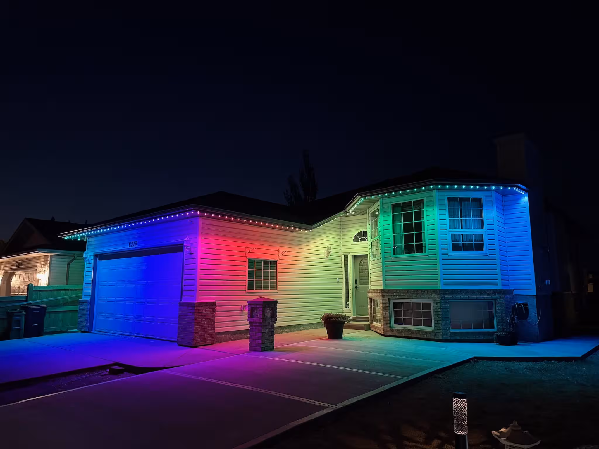 Small bungalow home with permanent LED lighting